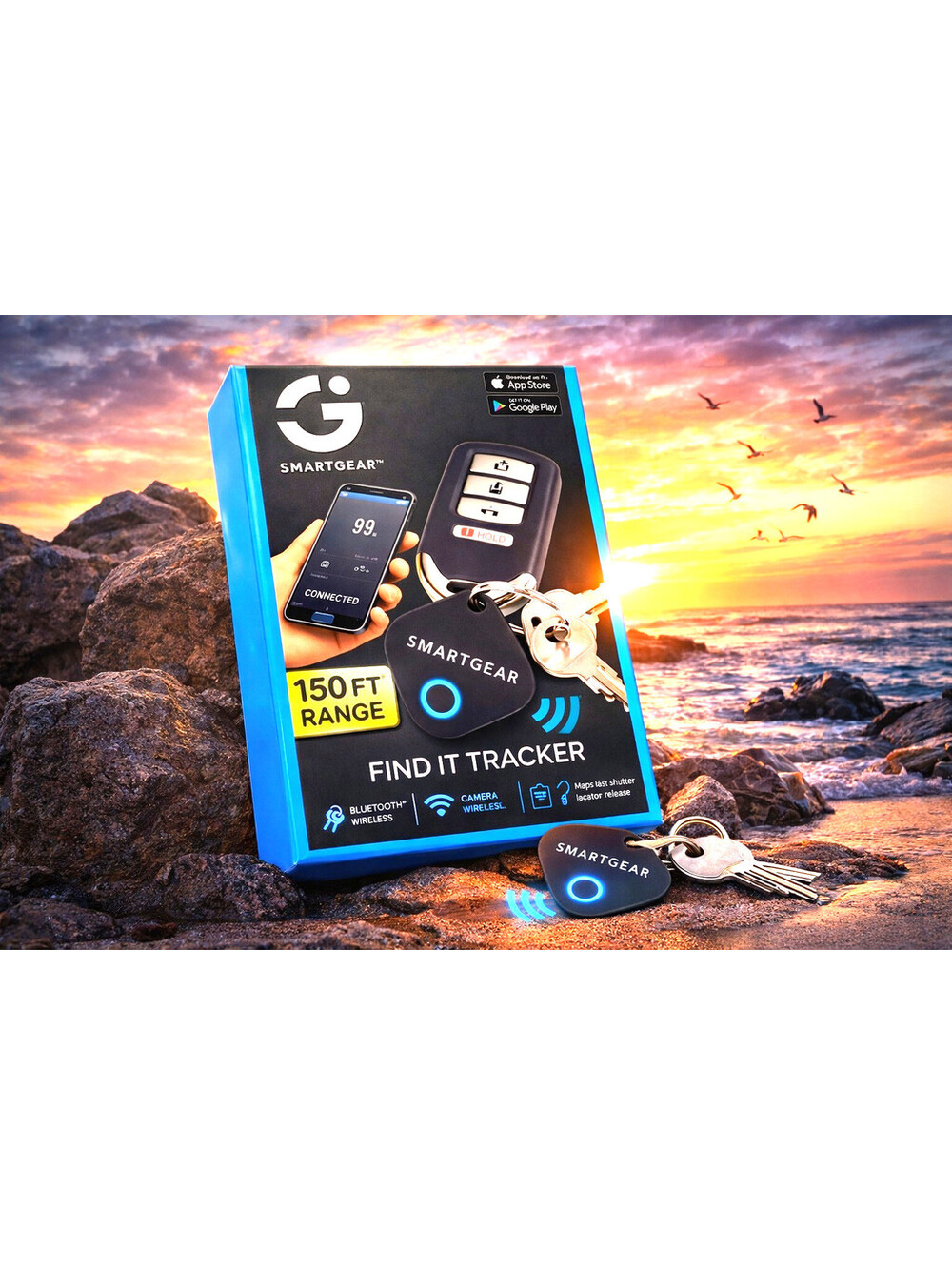 SmartGear Bluetooth Find It Tracker Wireless Key Finder 150ft Range iOS Android